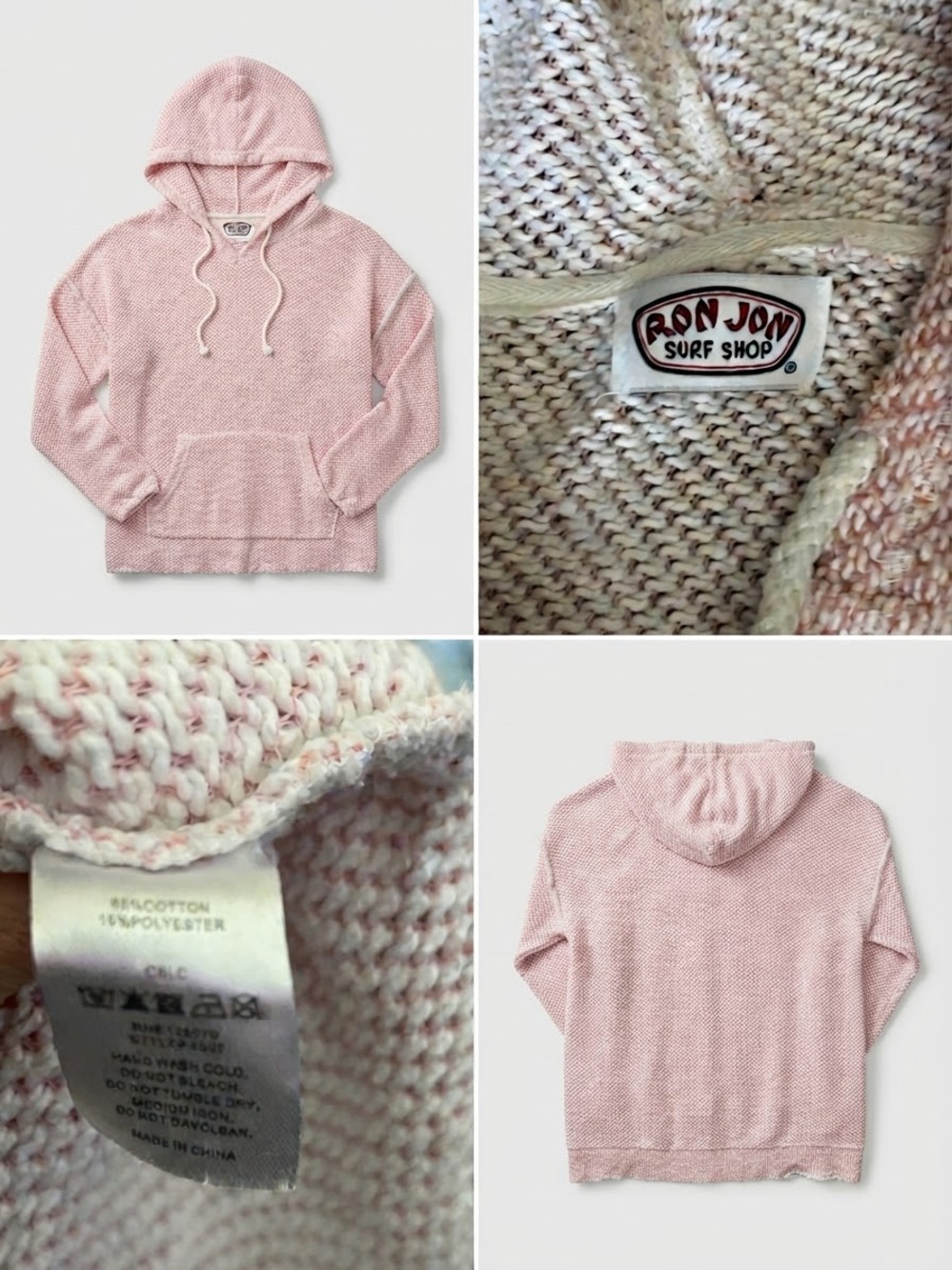 Ron Jon Light Pink Knit Pullover Hoodie